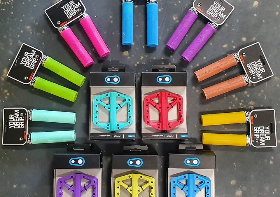 Grips and pedals is a range of colours now in-store!