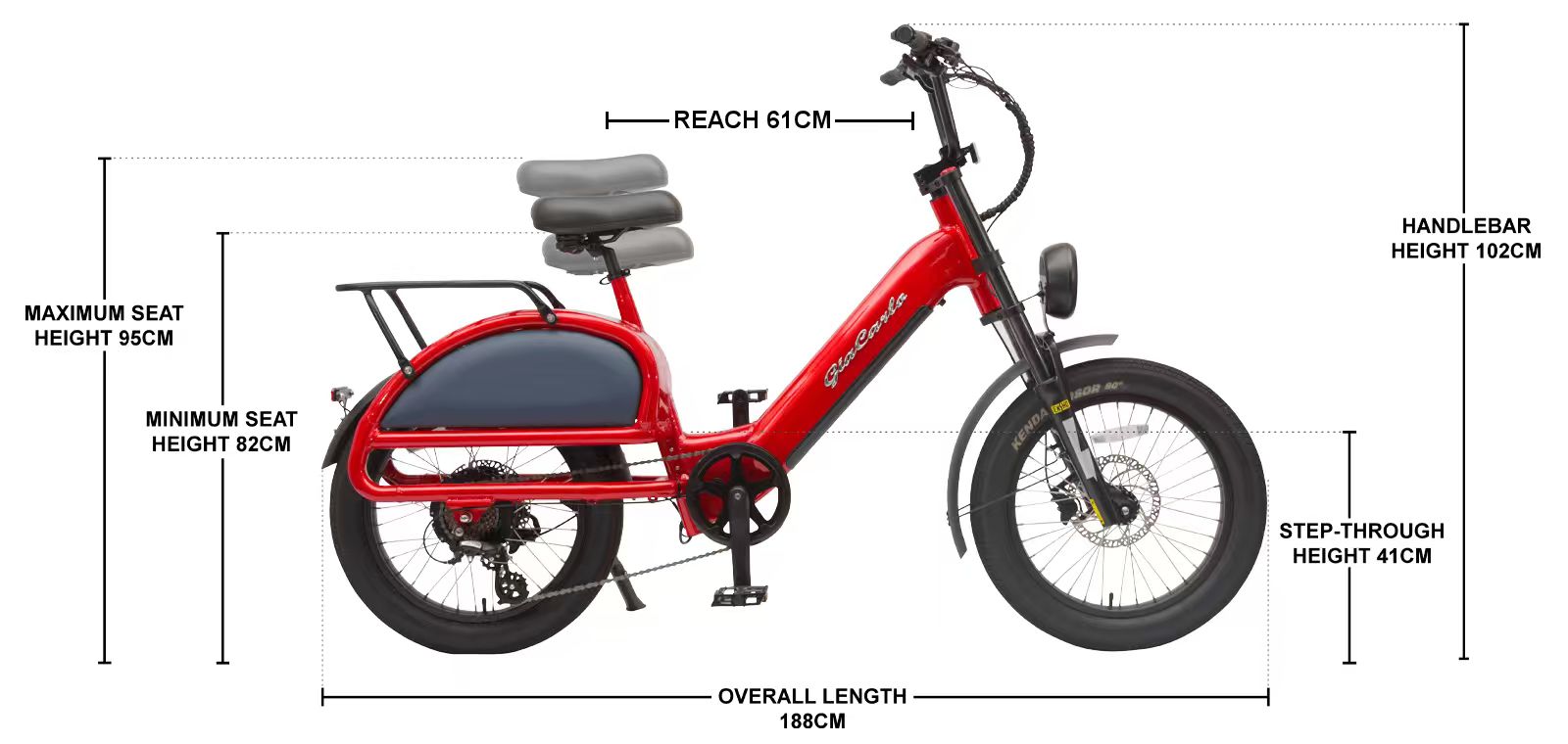 TEBCO GiaCarlo 20" Retro European Style eBike 250W Unisex Frame in Glossy Red - Image 2